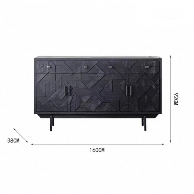 كونسول جداري أسود من الخشب الصلب منحوت يدويا 7855