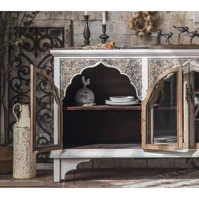 كونسول جداري من الخشب الطبيعي منحوت يدويا مثالي لديكور المنزل 8158