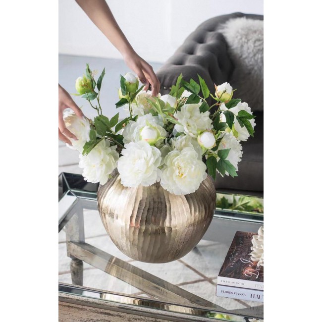 فازه معدن ذهبي مشغول يدويا مثالي لديكور المنزل متوفر الحجمين 7532