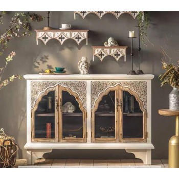 كونسول جداري من الخشب الطبيعي منحوت يدويا مثالي لديكور المنزل 8158