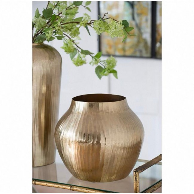 فازه معدن ذهبي مشغول يدويا مثالي لديكور المنزل متوفر الحجمين 7532