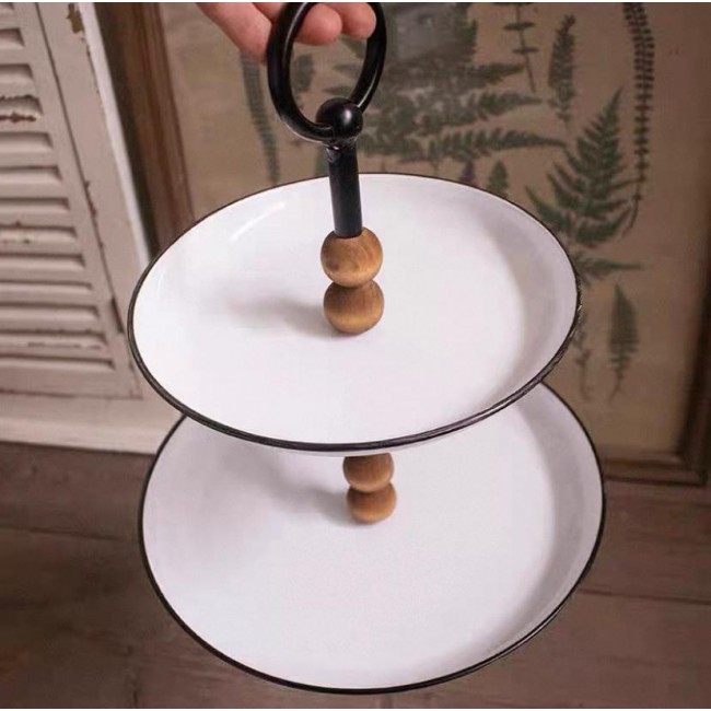 صحن حامل فاكه وحلويات معدن أبيض فاخر 8113