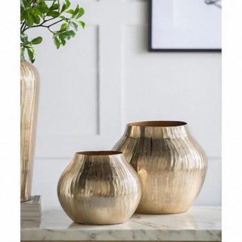 فازه معدن ذهبي مشغول يدويا مثالي لديكور المنزل متوفر الحجمين 7532