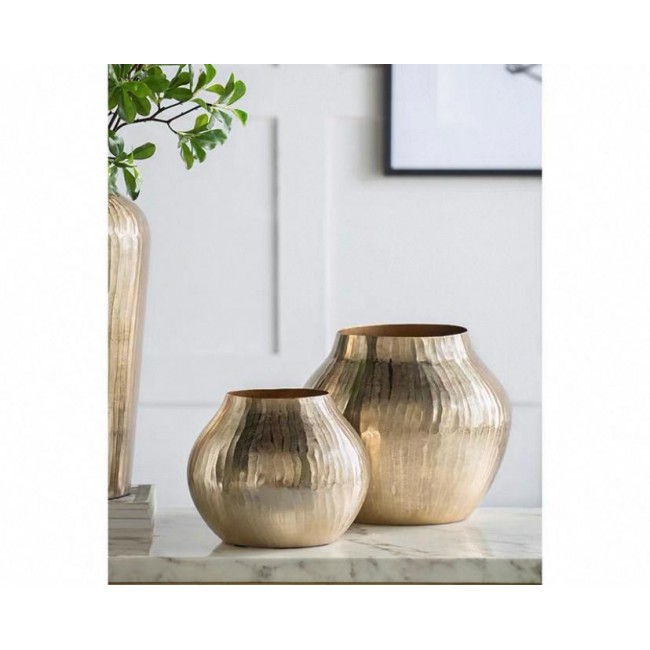 فازه معدن ذهبي مشغول يدويا مثالي لديكور المنزل متوفر الحجمين 7532