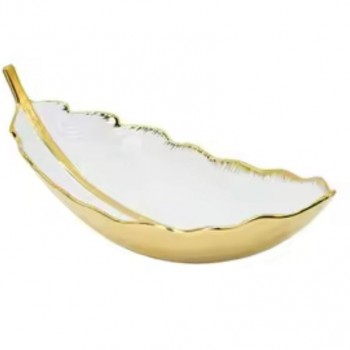 صحن سيراميك بتصميم ورق نبات فاخر مثالي لديكور المنزل 7497