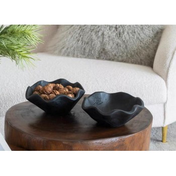 طقم صحن خشب أسود بتصميم أوربي 2 قطعه 7580