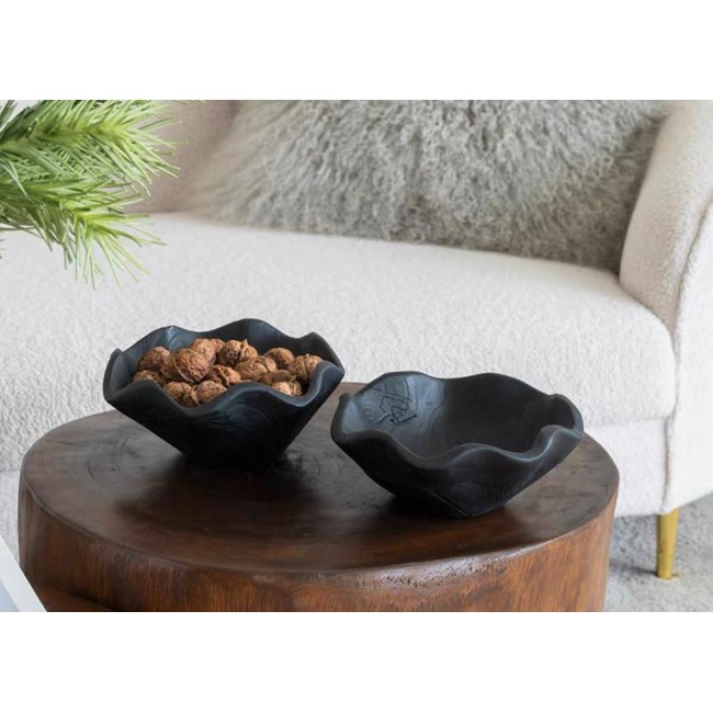 طقم صحن خشب أسود بتصميم أوربي 2 قطعه 7580