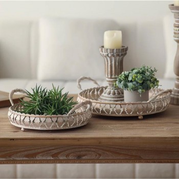 طقم صينية تقديم فاخره معدن بنمط أوربي عدد 2 قطعه 8067