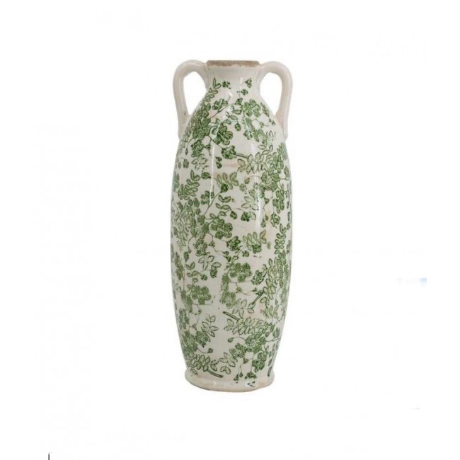 فازه سيراميك بنقوش الورد الخضراء فينتج ستايل 7447برتفاع 39.5cm فازه سيراميك بنقوش الورد الخضراء فينتج ستايل 7447برتفاع 39.5cm
