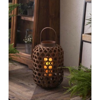 فانوس مصنوع من الخيزران الطبيعي على الطراز ريفي 8085 فانوس مصنوع من الخيزران الطبيعي على الطراز ريفي 8085