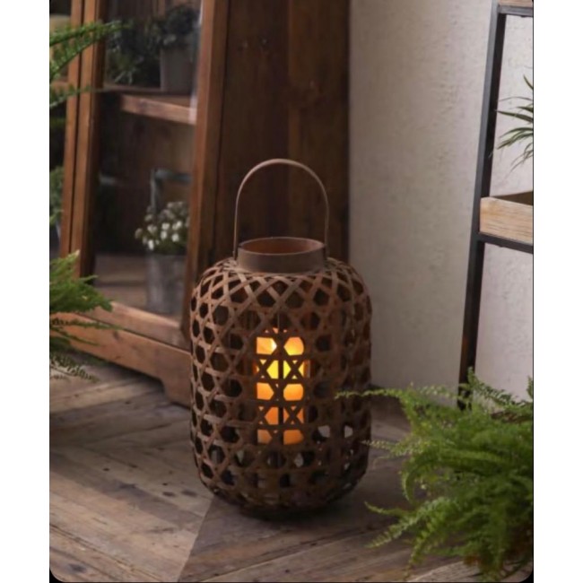 فانوس مصنوع من الخيزران الطبيعي على الطراز ريفي 8085
