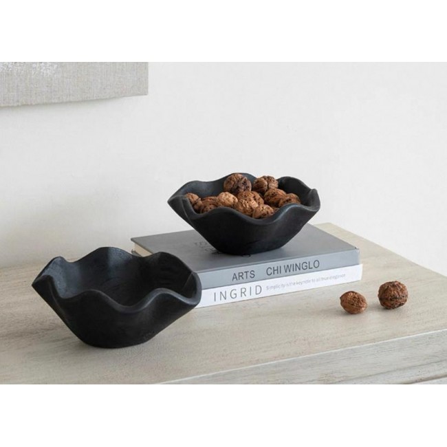 طقم صحن خشب أسود بتصميم أوربي 2 قطعه 7580