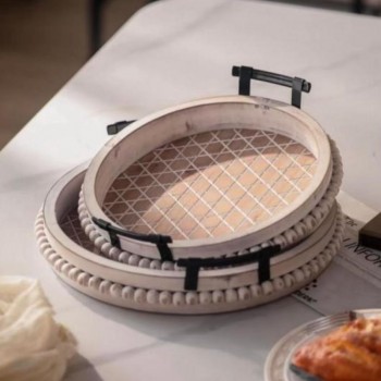 طقم صينيه خشب مودرن بمقبض معدن 7815