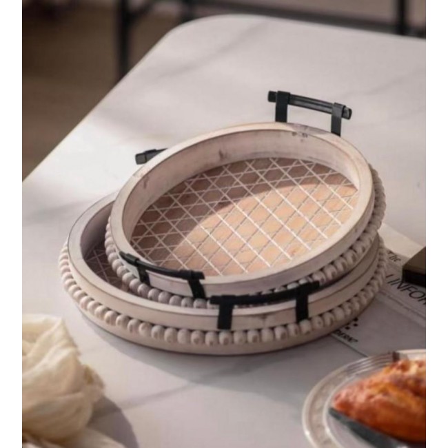 طقم صينيه خشب مودرن بمقبض معدن 7815