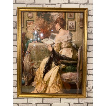 لوحه جداريه كالنفس باطار خشبي ذهبي 7804-2