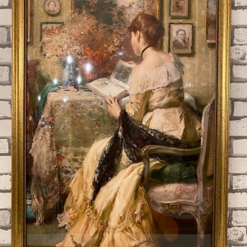 لوحه جداريه كالنفس باطار خشبي ذهبي 7804-2