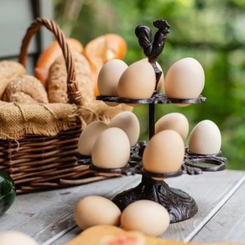 حامل بيض معدن   مشغول يدويا بتصميم ريفي- 5860