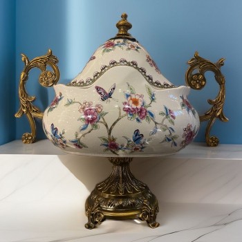 فازه سيراميك بغطاء كلاسيك فاخره-L5051