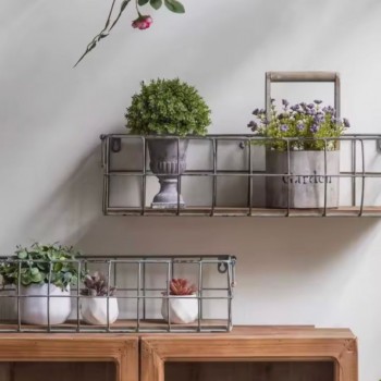 رف معدن بتصميم ريفي شابي شيك متوفر حجمين - L5650 رف معدن بتصميم ريفي شابي شيك متوفر حجمين - L5650