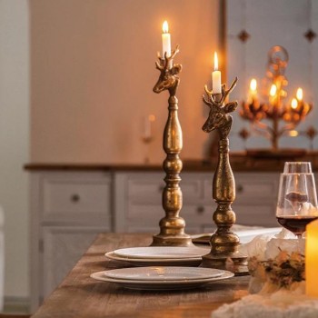 شمعدان براس غزال معدن معتق بتصميم فاخر متوفر الحجمين -L5765 شمعدان براس غزال معدن معتق بتصميم فاخر متوفر الحجمين -L5765