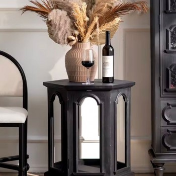 طاوله جانبيه  خشب سداسي  مع تصميم مقوس فاخر -L5691