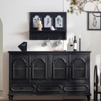 كونسول مصنوع من الخشب الطبيعي مطعم بالزجاج -L5680