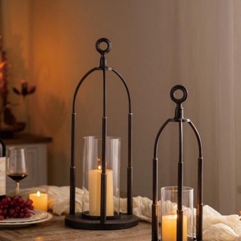 شمعدان فولاذي اسود رائع لحاملي الشموع متوفر حجمين -5717 شمعدان فولاذي اسود رائع لحاملي الشموع متوفر حجمين -5717