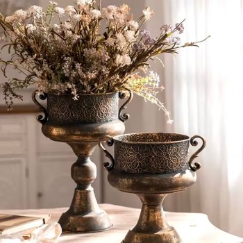 فازه معدن مزخرف معتق ريفي متوفر الحجمين -5722