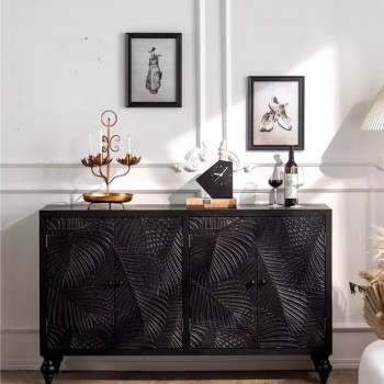 كونسول جداري حفرخشب اسود طبيعي بتصميم مودرن ملائم لديكور المنزل- 5688