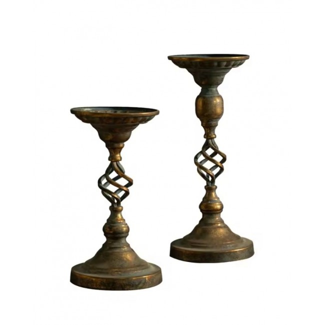 شمعدان معدن معتق بتصميم اوربي كلاسيك متوفر الحجمين -5759