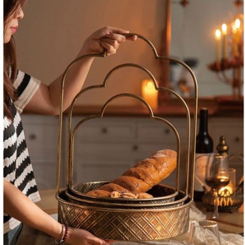 سله معدنيه معتق بتصميم اوربي انيق متوفر 3 قطع طقم -5732