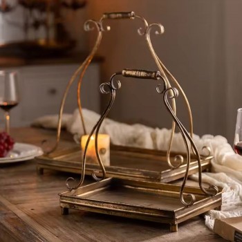 سله كلاسيكيه معدن معتق بتصميم اروبي انيق  طقم 2 قطعه -5715