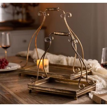 سله كلاسيكيه معدن معتق بتصميم اروبي انيق طقم 2 قطعه -5715 سله كلاسيكيه معدن معتق بتصميم اروبي انيق طقم 2 قطعه -5715