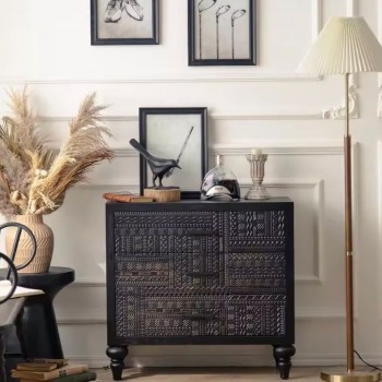 كونسول جداري خشب طبيعي حفر يدوي -L4703