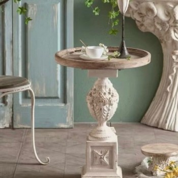 طاوله قهوه  خشب طبيعي جانبيه على طراز الاروبي -L5658