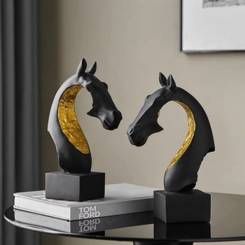 تحفه ديكور راس حصان راتنج اسود فاخر -L6159