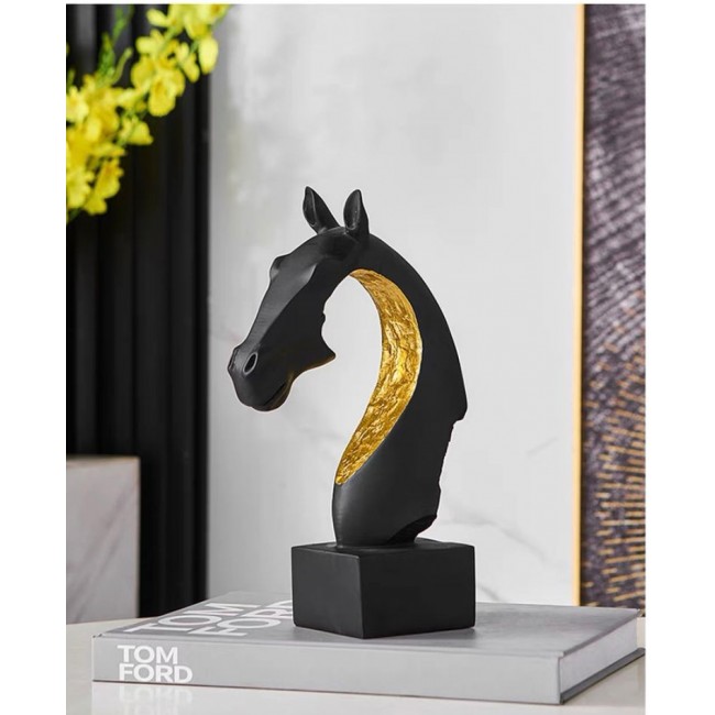تحفه ديكور راس حصان راتنج اسود فاخر -L6159 تحفه ديكور راس حصان راتنج اسود فاخر -L6159