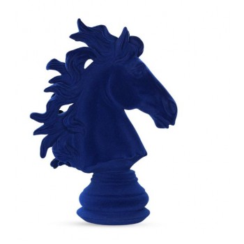تحفه ديكور راس حصان بملمس مخملي الازرق الداكن -6646