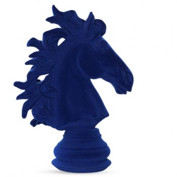 تحفه ديكور راس حصان بملمس مخملي الازرق الداكن -6646