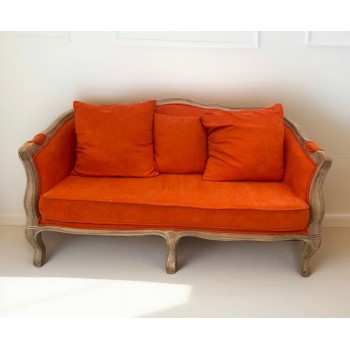 كرسي كنب ثنائي  فاخر مصنوع خشب البلوط فنتيج ستايل باللون البرتقالي داكن -2-36363