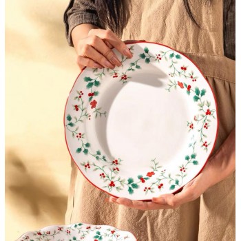 صحن سيراميك بتصميم الكرز الاحمر متوفر الحجمين- L6277