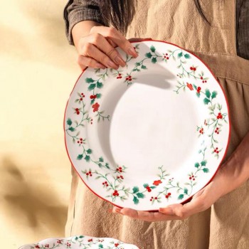 صحن سيراميك بتصميم الكرز الاحمر متوفر الحجمين- L6277