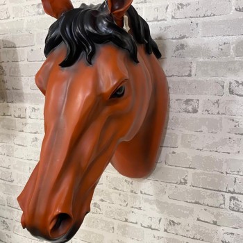 تحفه ديكور جداري راس حصان فايبر بني للون -4573