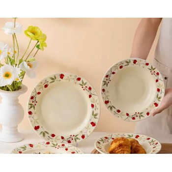 صحن سيراميك بتصميم الفراوله متوفر الحجمين -6278