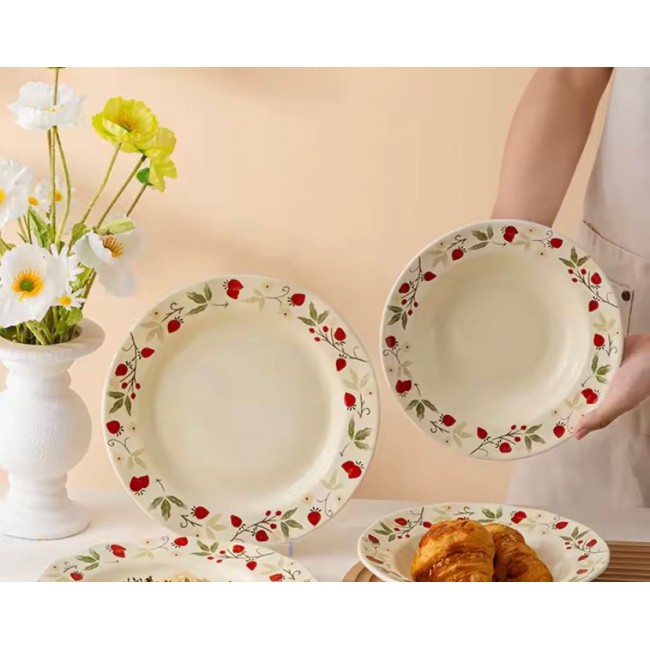 صحن سيراميك بتصميم الفراوله متوفر الحجمين -6278