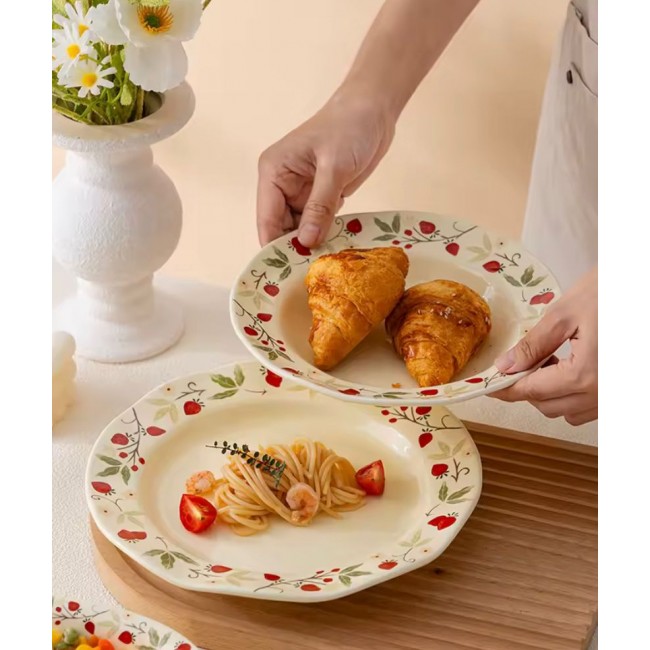 صحن سيراميك بتصميم الفراوله متوفر الحجمين -6278