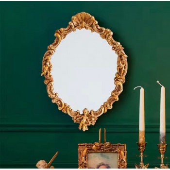 مرايا جداري باطار ذهبي على الطراز الاروبي -L6940