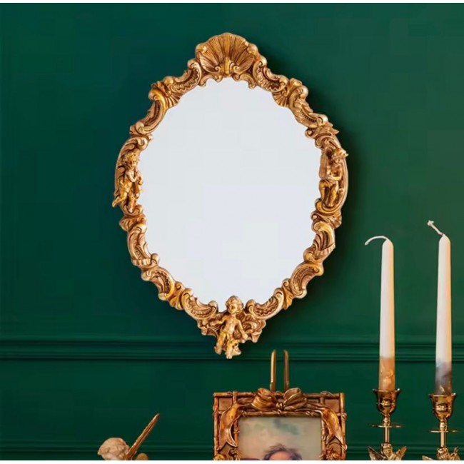 مرايا جداري باطار ذهبي على الطراز الاروبي -L6940