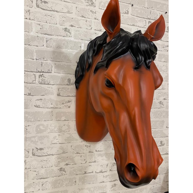 تحفه ديكور جداري راس حصان فايبر بني للون -4573