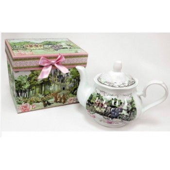 ابريق شاي سيراميك بتصميم فاكتوريا مع علبه هديه -5867
